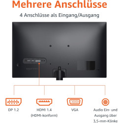 Amazon Basics Monitor 24 Zoll (61 cm), FHD 1080p, max. 100 Hz, VESA-kompatibel, integrierte Lautsprecher, Schwarz