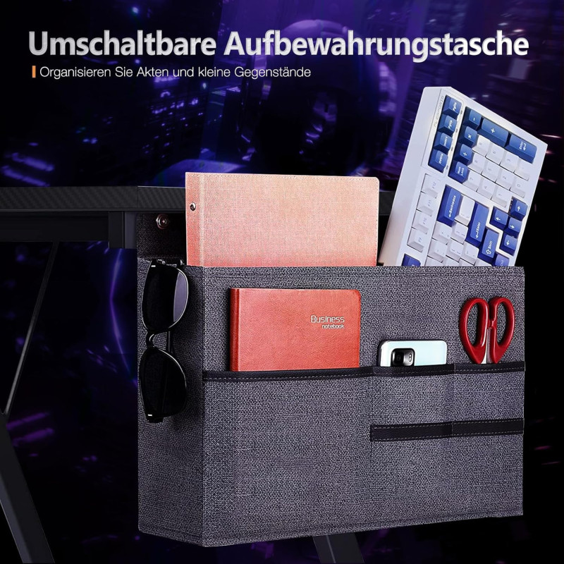 ODK Gaming Tisch, Gaming Schreibtisch Eckschreibtisch für Gamer, Schreibtisch L Form mit Monitorständer für Büro (Schwarz, 127 x