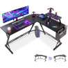 ODK Gaming Tisch, Gaming Schreibtisch Eckschreibtisch für Gamer, Schreibtisch L Form mit Monitorständer für Büro (Schwarz, 127 x