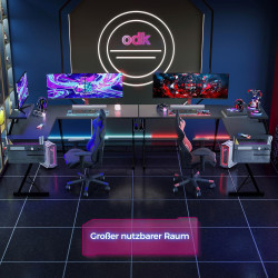 ODK Gaming Tisch, Gaming Schreibtisch Eckschreibtisch für Gamer, Schreibtisch L Form mit Monitorständer für Büro (Schwarz, 127 x
