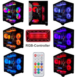 Gaming PC Phantom Black | NVIDIA RTX 3050 | SSD | Intel 10 Core | RGB Lüfter mit Fernbedienung | Luftkühlung | 700W | WLAN 5 |