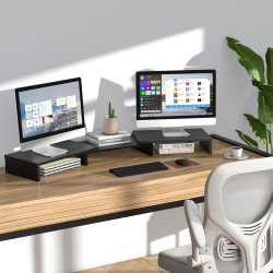 Rfiver Monitorständer Monitor Stand Bildschirmerhöhung - Holz Dual Unterbau Bildschirm Laptop Ständer Tisch Erhöhung für 2 PC