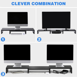 Rfiver Monitorständer Monitor Stand Bildschirmerhöhung - Holz Dual Unterbau Bildschirm Laptop Ständer Tisch Erhöhung für 2 PC