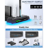 PS5/PS5 Slim/PS5 Pro Ständer mit 3 stufig Lüfter und Licht, PS5 Standfuß mit 4 USB Ports/Controller Ladestation/Headset