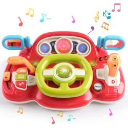 Forroby Lenkrad Spielzeug,Kinder Auto Lenkrad,Multifunktions-Auto Lenkrad mit Licht und Englischer Aufforderungston,Lenkrad für