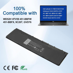 Exmate WD52H VFV59 GVD76 Laptop Battery for Dell Latitude 12 7000 E7240 E7250 Ultrabook F3G33 KWFFN J31N7 451-BBFT 451-BBFW