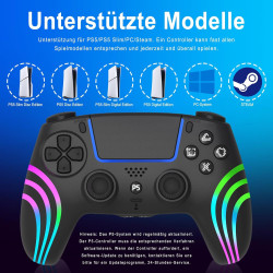 Wireless Controller für PS5 Pro/PS5/PS5 Slim, PS5/PC Drahtlos Controller mit Turbo-Dauerfeuer/Makrofunktion/Duale