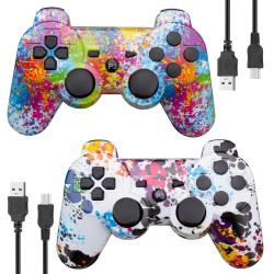 PS-3 Ersatz Controller 2er Pack Wireless Bluetooth PS-3 Hochleistungs Wireless-Double-Shock-Controller für Play-Station