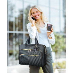 Taygeer Laptoptasche Damen 17 Zoll, Laptop Handtasche mit USB-Anschluss, Wasserabweisend Leder Schultertasche, Große Cabrio