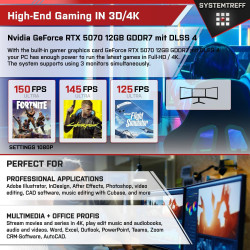 SYSTEMTREFF High-End Gaming PC Intel Core i9-13900K 24x5.8GHz | Nvidia RTX 5070 12GB DX12 | 1TB M.2 NVMe | 32GB DDR5 RAM |