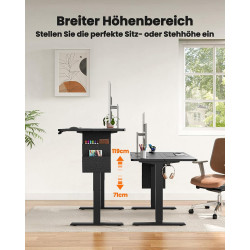ErGear Höhenverstellbarer Schreibtisch 120x60cm, 80KG Tragkraft Mit Aufbewahrungstasche, Elektrisch Mit Memory Funktion Für