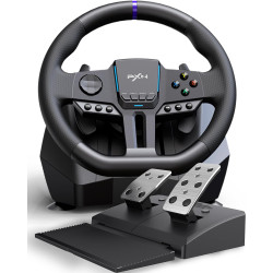 PXN V900 Gen2 Gaming Lenkrad mit Pedalen – 16 Bit, 280mm, 270°/900°, Vibrationsfeedback, Hall-Effekt-Pedale, Schaltwippen,