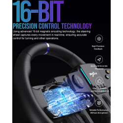 PXN V900 Gen2 Gaming Lenkrad mit Pedalen – 16 Bit, 280mm, 270°/900°, Vibrationsfeedback, Hall-Effekt-Pedale, Schaltwippen,