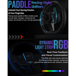 PXN V900 Gen2 Gaming Lenkrad mit Pedalen – 16 Bit, 280mm, 270°/900°, Vibrationsfeedback, Hall-Effekt-Pedale, Schaltwippen,