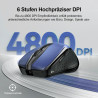 TECKNET Bluetooth Maus, Wiederaufladbare Maus Kabellos(DREI Modi: BT 5.0/3.0 + 2.4G), 4800 DPI, Ergonomische Leise Funkmaus für