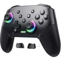 VOYEE Wireless Switch Controller, Switch Pro Controllers Compatible with Lite/OLED/PC, One-Key Pairing Gamepad with 9-Color RGB