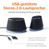 Amazon Basics Stereo-2.0-Lautsprecher für PC oder Laptop, 3,5-mm-AUX-Eingang, USB-Stromversorgung, 1 Paire, Schwarz
