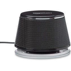 Amazon Basics Stereo-2.0-Lautsprecher für PC oder Laptop, 3,5-mm-AUX-Eingang, USB-Stromversorgung, 1 Paire, Schwarz