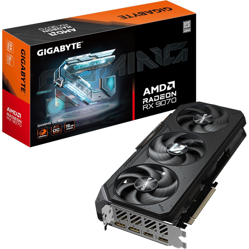 Gigabyte Radeon RX 9070 Gaming OC 16G Grafikkarte - 16 GB GDDR6, 256 Bit, PCI-E 5.0, 2700 MHz Kernfrequenz, 2 x DisplayPort, 2 x