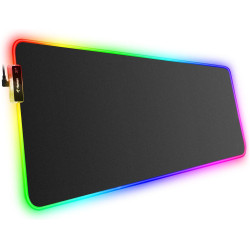 Hcman RGB Gaming Mauspad XXL - 800x300mm Mousepad mit Rutschfester Gummibasis, 7 LED Farben, 10 Beleuchtungs Modi Mouse Pad für
