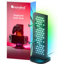 Nanoleaf Pegboard Schreibtisch Dock, 3 in 1 RGBIC Tischlampe mit Controller / Kopfhörer Halter, Doppelseitige Lichteffekte,