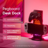 Nanoleaf Pegboard Schreibtisch Dock, 3 in 1 RGBIC Tischlampe mit Controller / Kopfhörer Halter, Doppelseitige Lichteffekte,