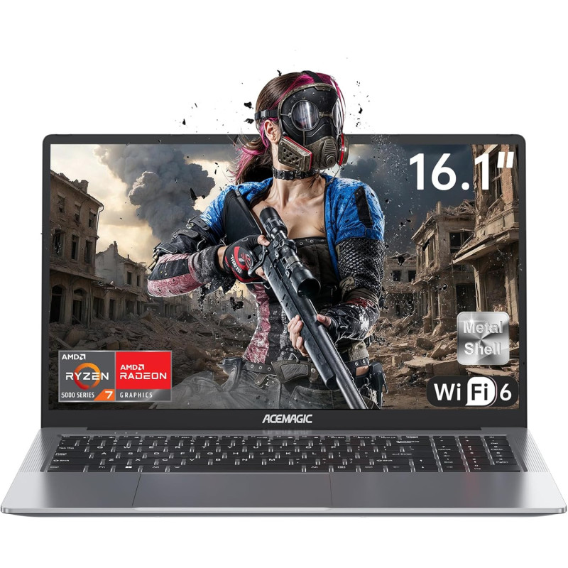 ACEMAGIC Gaming Laptop AMD Ryzen 7 5700U (8C/16T, bis zu 4,3 GHz),16.1Zoll Computer mit Deutscher Tastaturabdeckung,16GB DDR4 ACEMAGIC Gaming Laptop AMD Ryzen 7 5700U (8C/16T, bis zu 4,3 GHz),16.1Zoll Computer mit Deutscher Tastaturabdeckung,16GB DDR4