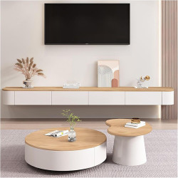 160 cm platzsparender schwimmender TV-Ständer zur Wandmontage, Medienkonsole mit Kabelmanagement, reichlich Stauraum für