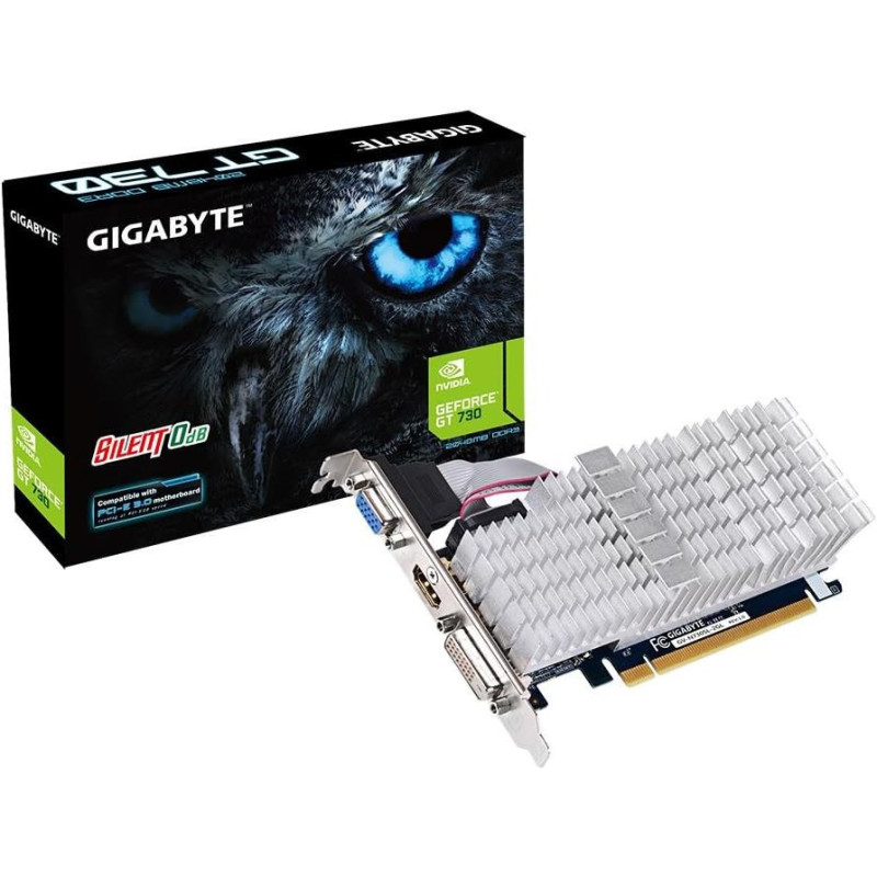 Gigabyte GT 710 2GB DDR3 Grafikkarte, GV-N710D3-2GL, Mehrfarbig, One Size