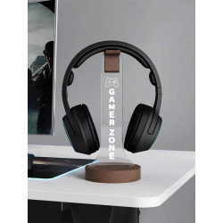 YuanDian Gamer Zone Licht bis Kopfhörer Stand für Schreibtisch, Gaming-Headset-Halter aus Holz RGB mit 16 Farbe leuchtet für
