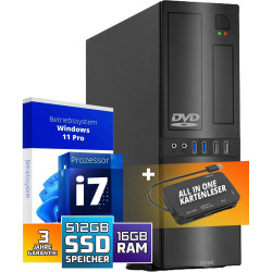 GMR Ultra Slim i7 Office PC - Business Office Computer | 3 Jahre Garantie | 16 GB RAM | 512GB SSD | DVD±RW | USB 3 | Windows 11