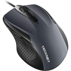 TECKNET Maus mit Kabel, Computermaus mit 6 Tasten, 6400 DPI, Ergonomisches Optical Business Kabelgebundene Maus für PC, Laptop,