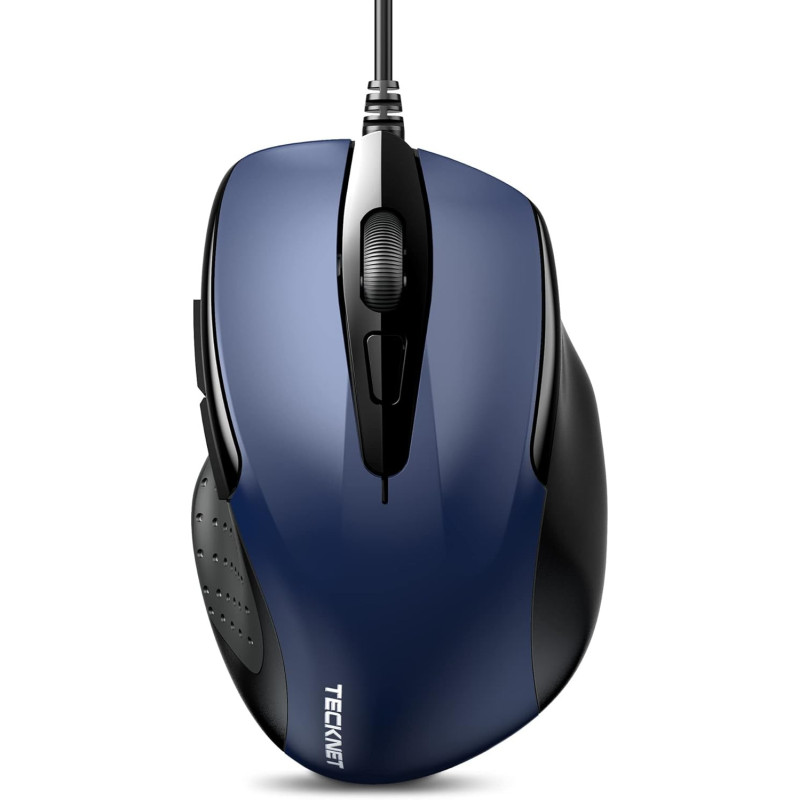 TECKNET Maus mit Kabel, Computermaus mit 6 Tasten, 6400 DPI, Ergonomisches Optical Business Kabelgebundene Maus für PC, Laptop,