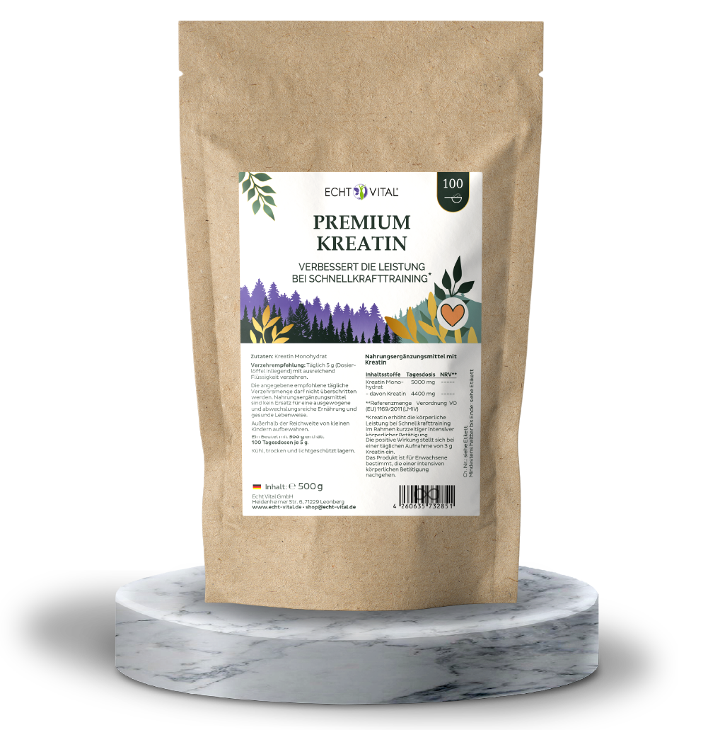 Echt Vital Premium Kreatin - Reines Kreatin-Monohydrat | 500 g, mikronisiert, ohne Zusätze