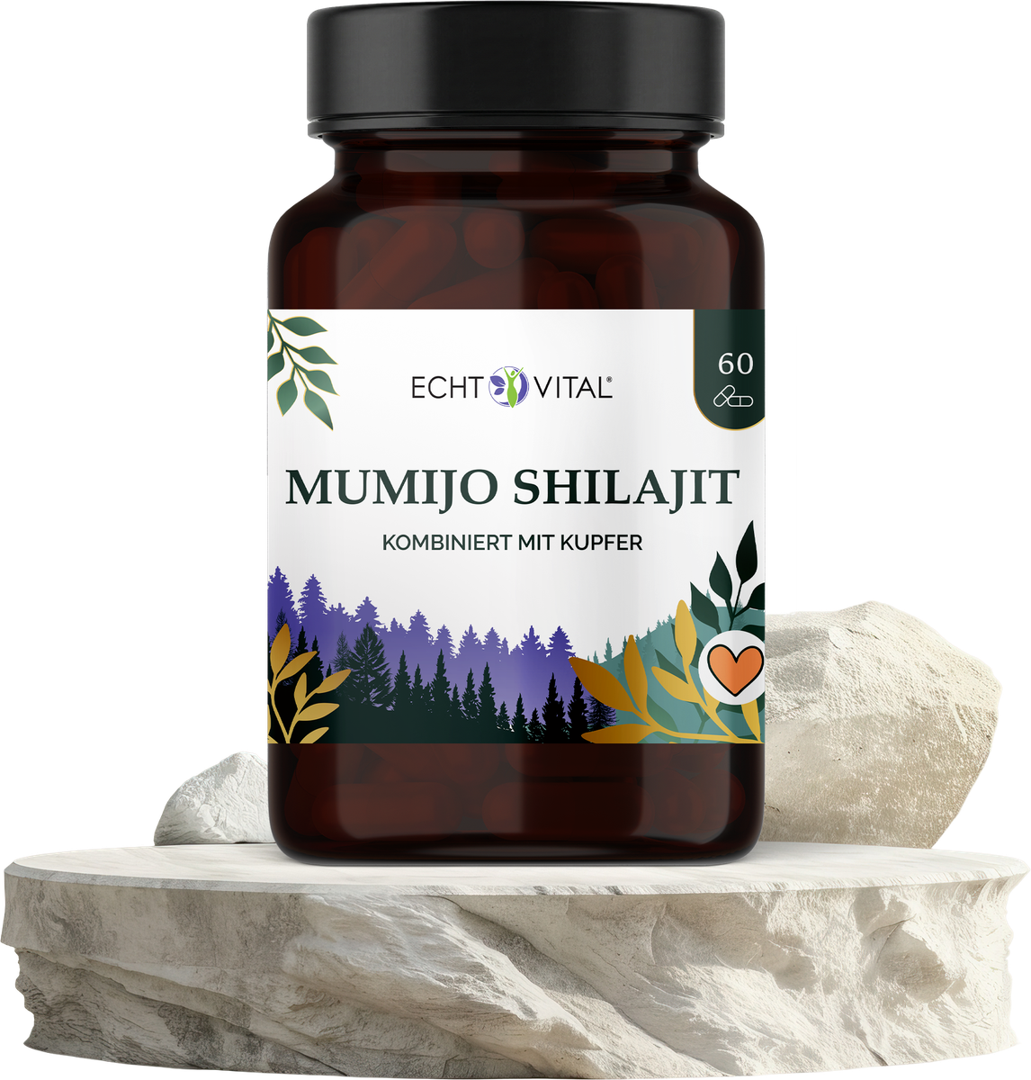 Shilajit Kapseln mit Kupfer | Mumijo in Premium-Qualität | ohne Schwermetalle | Laborgeprüft | 60 Kapseln