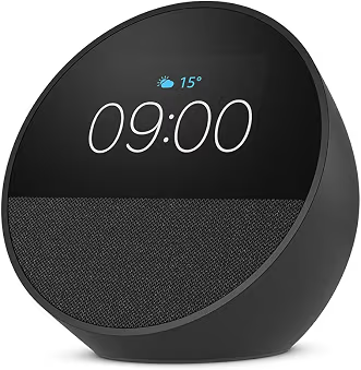 Amazon Echo Spot (neueste generation), smarter Wecker mit sattem Klang, Schwarz, mit Alexa+ Early Access