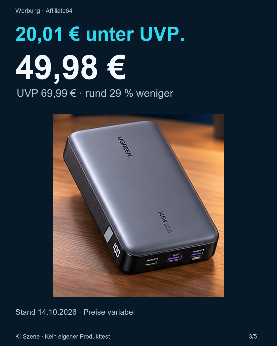 UGREEN Preis: 49,98 Euro statt 69,99 Euro UVP