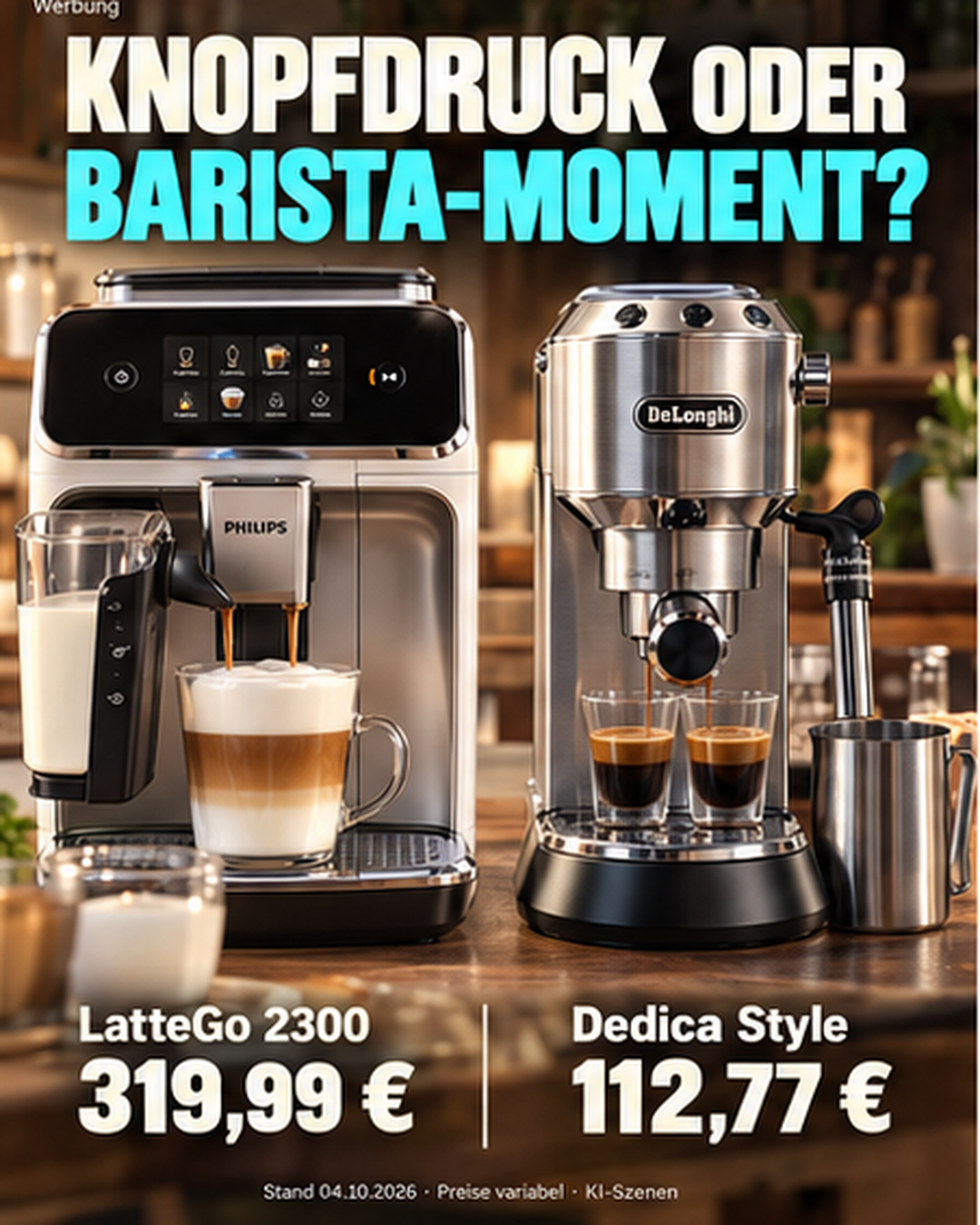 LatteGo-Milchsystem oder manueller Aufschäumer
