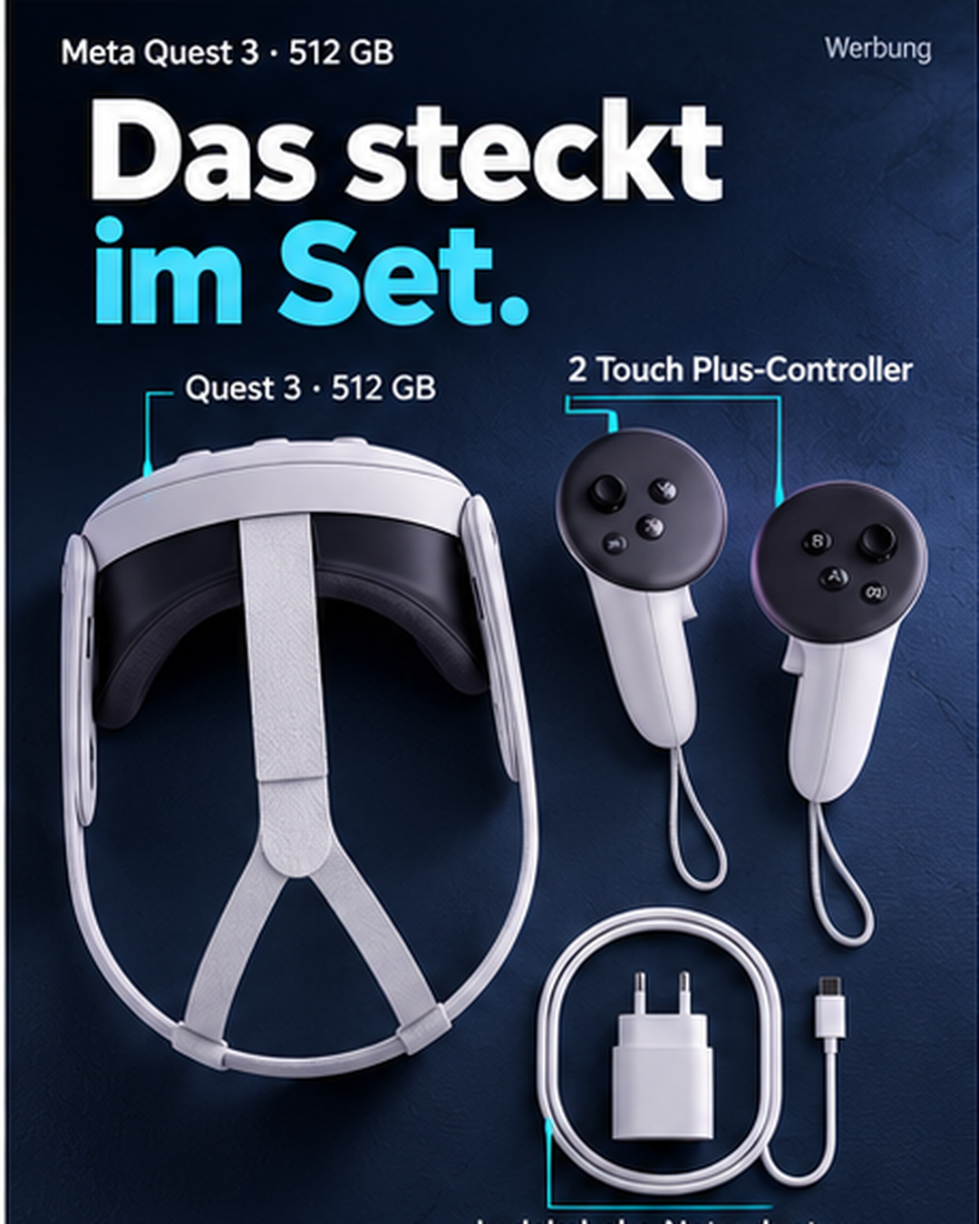 Meta Quest 3 – Headset und Touch Plus-Controller