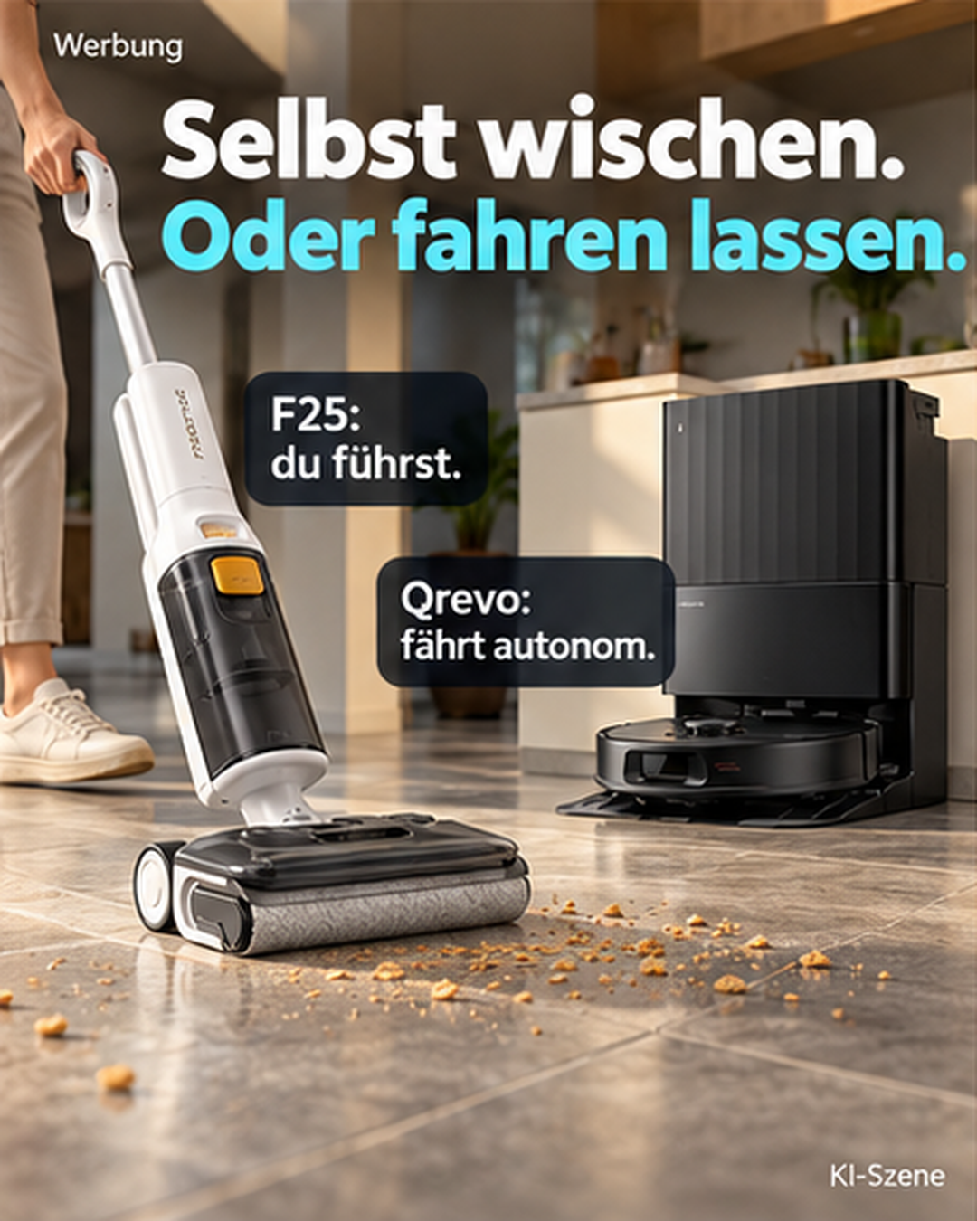 Wischsauger F25 oder Qrevo-Roboter nach Alltag wählen