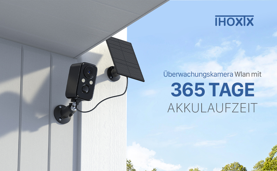 IHOXTX Überwachungskamera Wlan mit 365 TAGE AKKULAUFZEIT