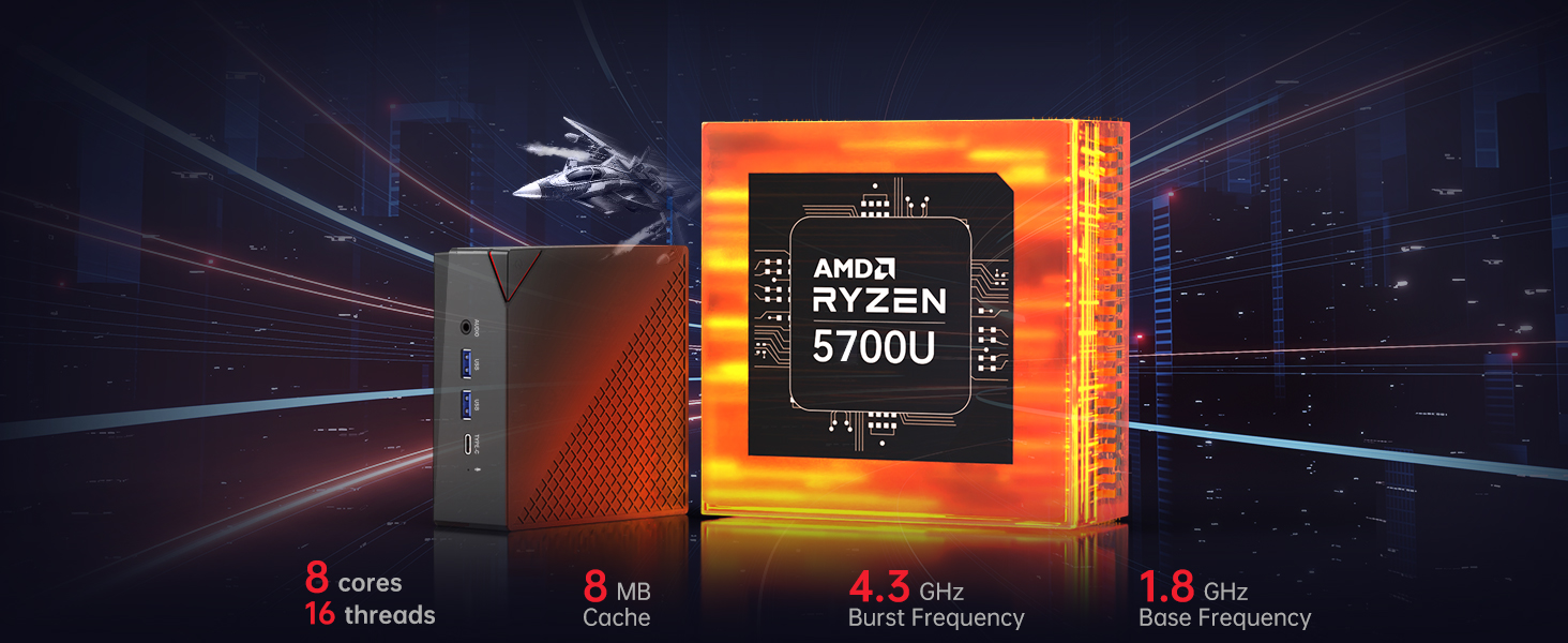 ACEMAGICIAN AM06 Pro Mini PC, AMD Ryzen 7 5700U Mini Computer