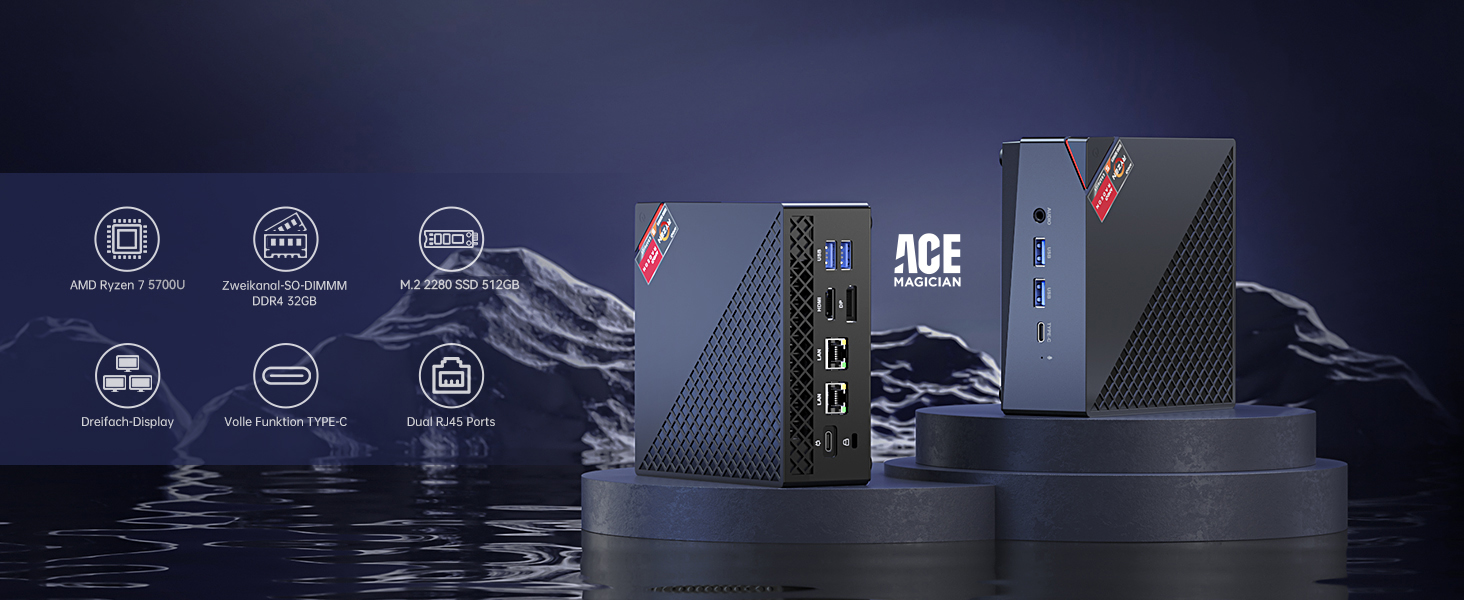 ACEMAGICIAN AM06 Pro Mini PC, AMD Ryzen 7 5700U Mini Computer
