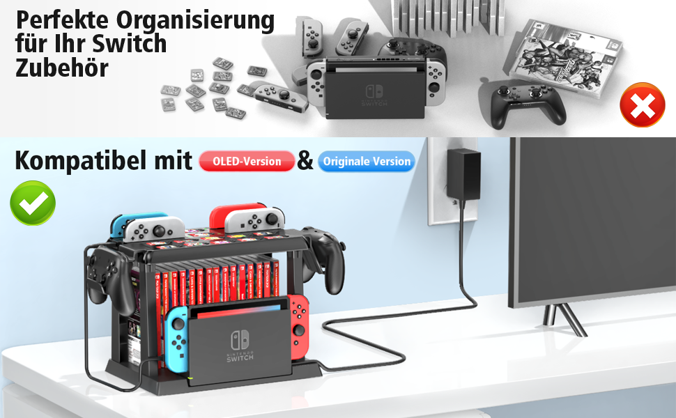 Perfekte Organisierung für Ihr Switch Zubehör / Kompatibel mit OLED-Version und Originale Version