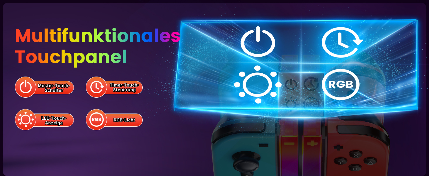 Blau getöntes Interface-Display mit 'Multifunktionales Touchpanel'