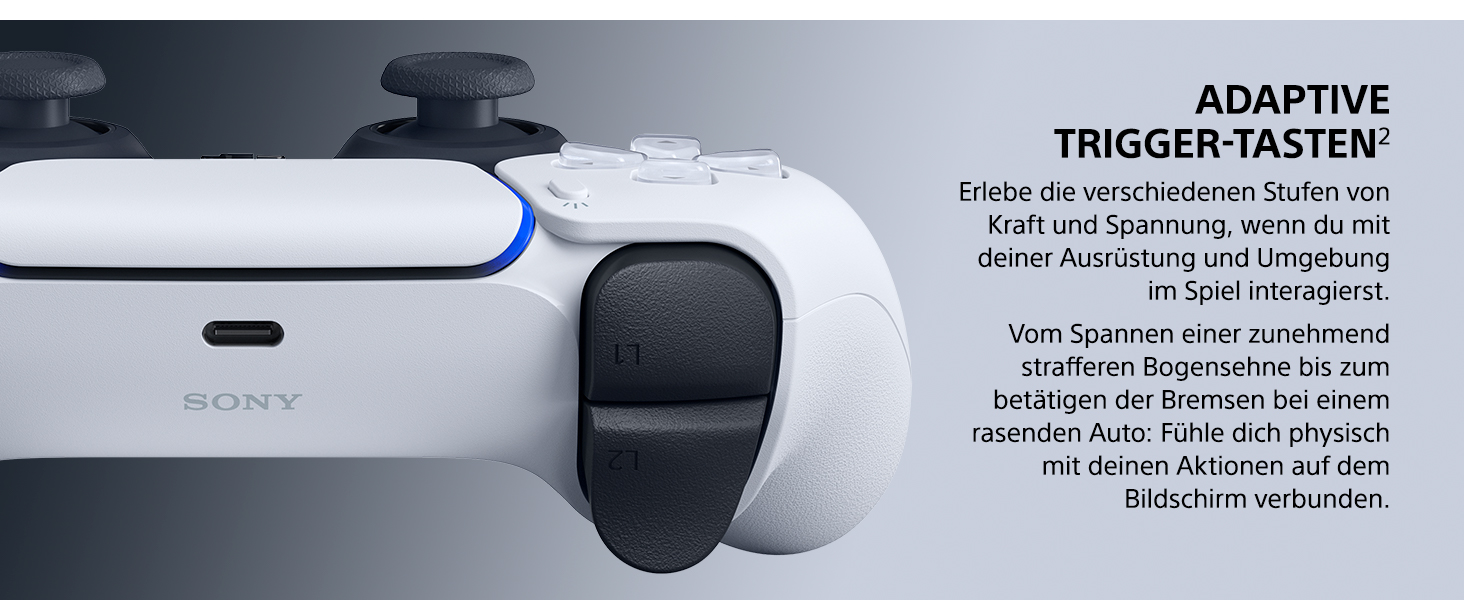 PS5, DualSense Wireless-Controller, Controller, Zubehör, PlayStation, Adaptive Trigger-Tasten