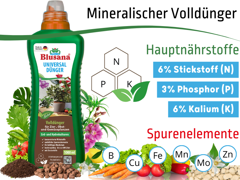 Flüssigdünger Hydrokultur Bims Gestein Lavastein Blusana
