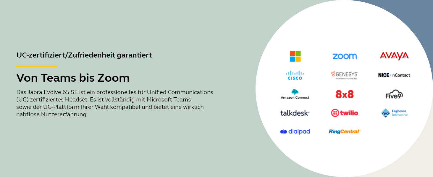 Jabra Evolve 65 SE, Geräuschunterdrückung, USB-Konnektivität, Headset für PC und Mobilgeräte.