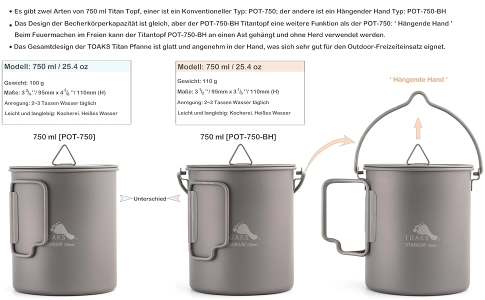 750 ml Titan Topf